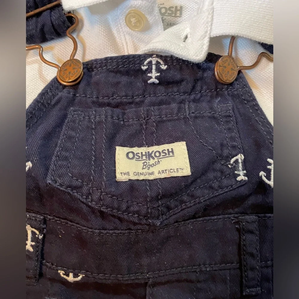 Nautical OSHKOSH 2pc Jumper Navy w WHT onesie Sz: 6M💙Here’s Mr Handsome NEW